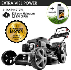 BRAST® Benzin Rasenmäher mit Antrieb | 5,2kW (7PS) | 55cm Schnittbreite | viele Modelle | TÜV | 30-80mm Schnitthöhe | 60L Fangkorb | 4 Takt OHV Motor | Stahlgehäuse | Power