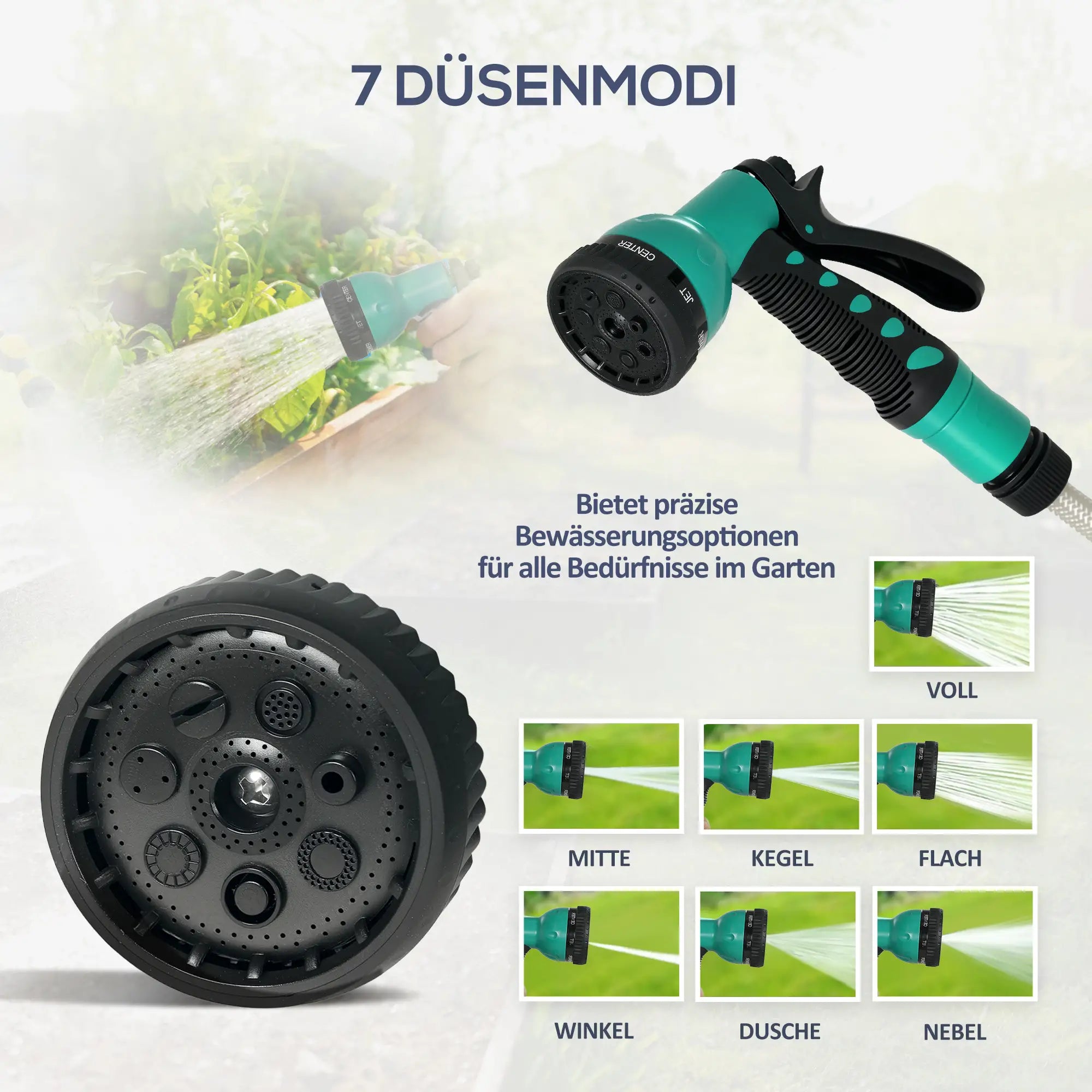 Outsunny Schlauchtrommel Gartenschlauch 30m Automatik 7 Sprühfunktionen
