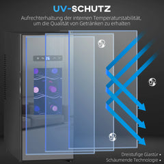 HOMCOM Weinkühlschrank 12 Flaschen 30 L Schwarz