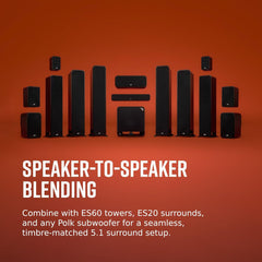 Polk Audio SIGS35CELWT Signature Elite ES35 Centerlautsprecher, schlanker, hochauflösender Center Lautsprecher, Hi-Res Zertifiziert, Dolby Atmos und DTS:X kompatibel, Weiß