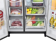 LG GSGV81PYLL Side by Side Kühlschrank, Klasse E, 635 L, Instaview, Kühlschrank mit Gefrierfach, Eis-, Crushed Ice- Wasserspender, Total NoFrost, Smart Inverter Kompressor, Wi-Fi