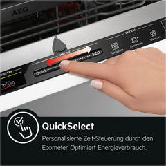 AEG Vollintegrierter Geschirrspüler 60cm, Spülmaschine Serie 7000: mit Glasschutz, Energieklasse A, Besteckschublade, personalisierte Zeit-Steuerung, leise 41dB, ComfortRails, Wasserstopp, FSE7676AP