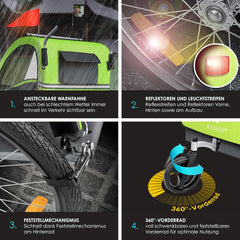 KESSER Kinderfahrradanhänger Sport-RX 2in1 Jogger & Buggy 5-Punkt-Gurt Sicherheitsgurt 360° Vorderrad Kinderfahrradanhänger Reflektoren für 1-2 Kinder (max. 40 kg) Getränkehalter & Smartphonefach