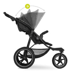 hauck Kinderwagen Runner 2, Dreirad Buggy mit XL Lufträder für Kinder bis 22 kg, UV-Schutz 50+, Belüftungsfenster, Höhenverstellbar, Faltbar, XL Korb bis 3 kg, Liegefunktion (Black)