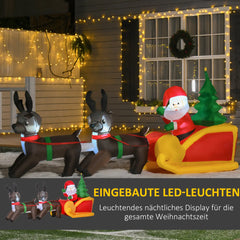 HOMCOM Aufblasbarer Weihnachtsmann mit Rentierschlitten LED IP44