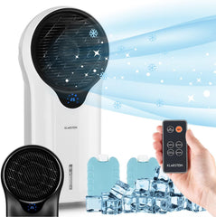 Klarstein Luftkühler mit Wasserkühlung, 3-in-1 Verdunstungskühler, Luftbefeuchter & Ventilator, Mobile Klimageräte Luftkühler mit 5,5L Tank, 90W Air Cooler mit Nachtmodus, 1600m³/h Luftstrom
