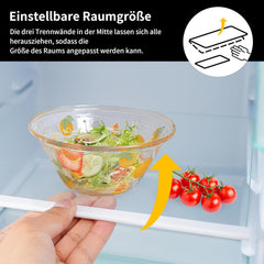 Merax Kühlschrank mit Gefrierfach, Kühl-Gefrierkombination, klein Kühlschrank mit 51L und Gefrierschrank 21L, Leise, LED, Glasablagen, Gemüsefach, Türablagen, für Küche, Wohnzimmer, Büro, Schwarz