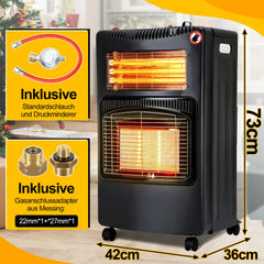 Sonnewelt Gasheizung 4200w und 1260w Gas-Elektro-Heizgert mit Gasdruckregler, Gasschlauch, Gasflaschen Adapter