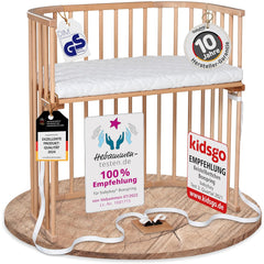 babybay Original Beistellbett aus massivem Buchenholz / kompakt & verwandelbar / Kinderbett Höhe stufenlos verstellbar & umweltfreundlich / mitwachsendes Babybett (weiß lackiert) / inkl. Matratze