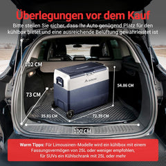 AAOBOSI Compressor Cool Box 36 L, Cool Box Car with WiFi App Control, 12/24 V and 100-240 V Electric Cool Box, up to -20 °C for Car, Truck, Boat, Motorhome, Camping, Double Zone