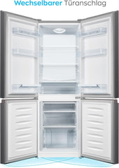 Heinrichs Fridge Freezer Combination 175 Litres, Cooling Volume 122 L, Freezer 53 L, LED Interior Lighting, Fridge Door Hinge, Changeable, Quiet 39 dB, Large Freezer Boxes, 7 Temperature Levels, inox
