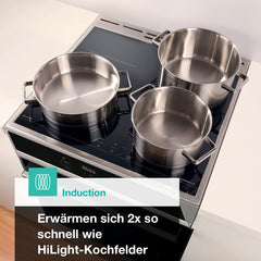Gorenje GEIT5C61SPG Standherd mit Induktionskochfeld, 50 cm, 70 Liter,Silber, PerfectGrill, AirFry, FrozenBake, Pizza Mode 300°C, AquaClean, Made in Europe, inox