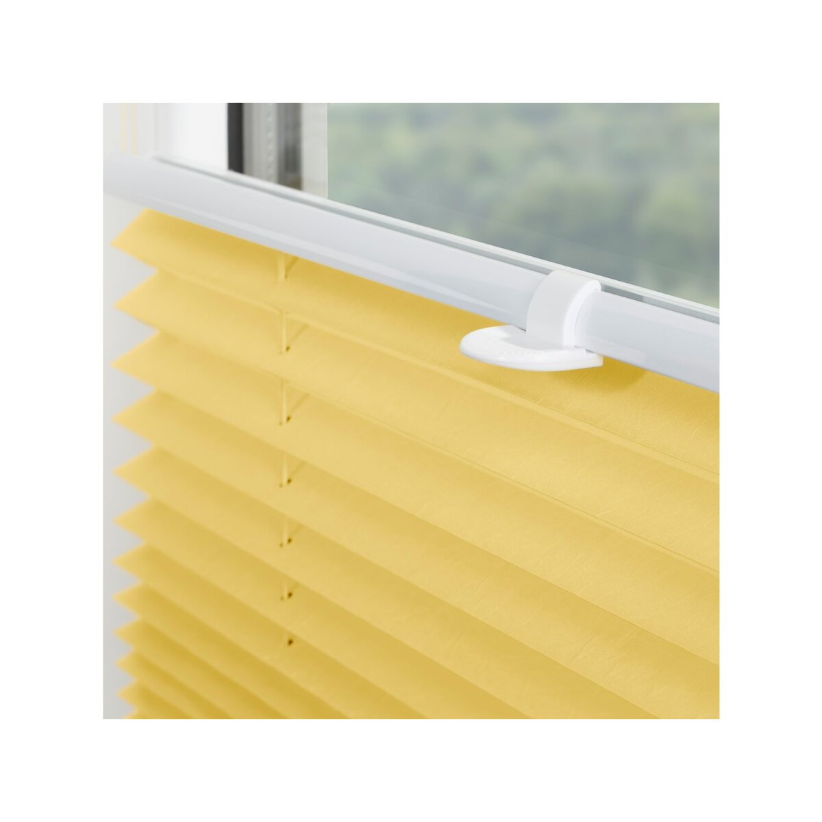Lichtblick Klemmfix Plissee, stufenloses Einstellen, blickdicht, Montage ohne Bohren, 130 cm, 100 cm, Gelb - B-Ware neuwertig