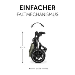 hauck Kinderwagen Runner 2, Dreirad Buggy mit XL Lufträder für Kinder bis 22 kg, UV-Schutz 50+, Belüftungsfenster, Höhenverstellbar, Faltbar, XL Korb bis 3 kg, Liegefunktion (Black)