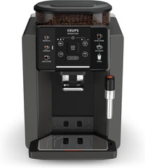 Krups Sensation Kaffeevollautomat, Milchschaumdüse, 5 Getränke, Filterkaffee-Funktion, 2-Tassen-Funktion, Kaffeemaschine, Schwarz, EA910810
