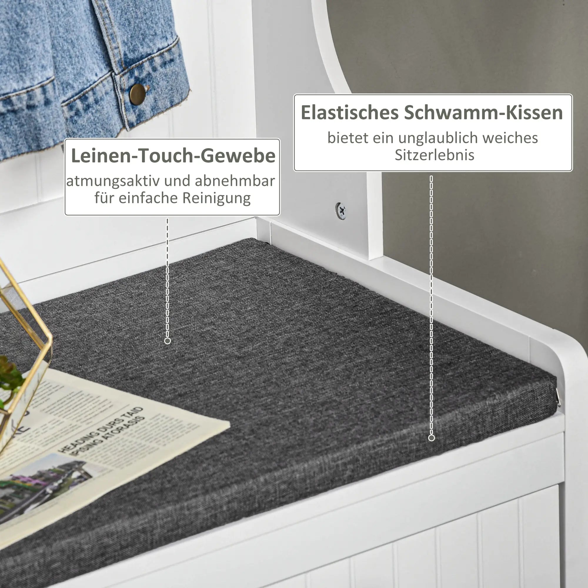 HOMCOM Garderobenständer Schuhbank All-in-1 Design Weiß