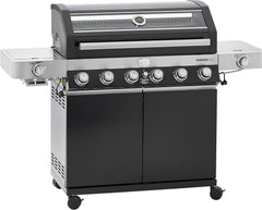 RÖSLE Elektrogrill BBQ-Portable Videro E2-P, tragbarer Tischgrill mit 2 Brennern, Warmhalterost und Deckel mit Glaseinsatz, pulverbeschichteter Stahl, schwarz/silbern