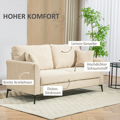 HOMCOM 2-Sitzer Sofa bequeme Polsterung abnehmbare Kissen Beige