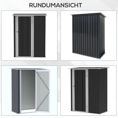 Outsunny Gerätehaus 142×84×189 cm Stahl Dunkelgrau
