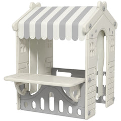 AIYAPLAY Spielhaus Kinderhaus Indoor mit Servierstation & Vorhängen