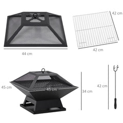 Outsunny Feuerschale Grill 2-in-1 mit Funkenschutz Outdoor