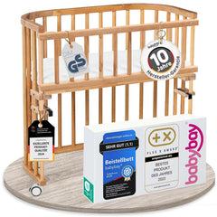 babybay Original Beistellbett aus massivem Buchenholz / kompakt & verwandelbar / Kinderbett Höhe stufenlos verstellbar & umweltfreundlich / mitwachsendes Babybett (weiß lackiert) / inkl. Matratze