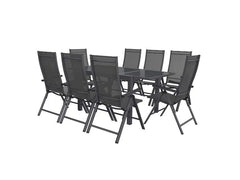 Alu-Set »Houston«, 9-teilig - Ausziehtisch & 8 Hochlehner, grau