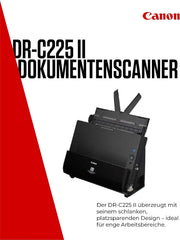 Canon DR-C225 II - imageFORMULA Dokumentenscanner (Duplex, Einzug, Farbe, 600dpi, 25 Seiten/Min, PDF OCR, kompakt, schwarz)