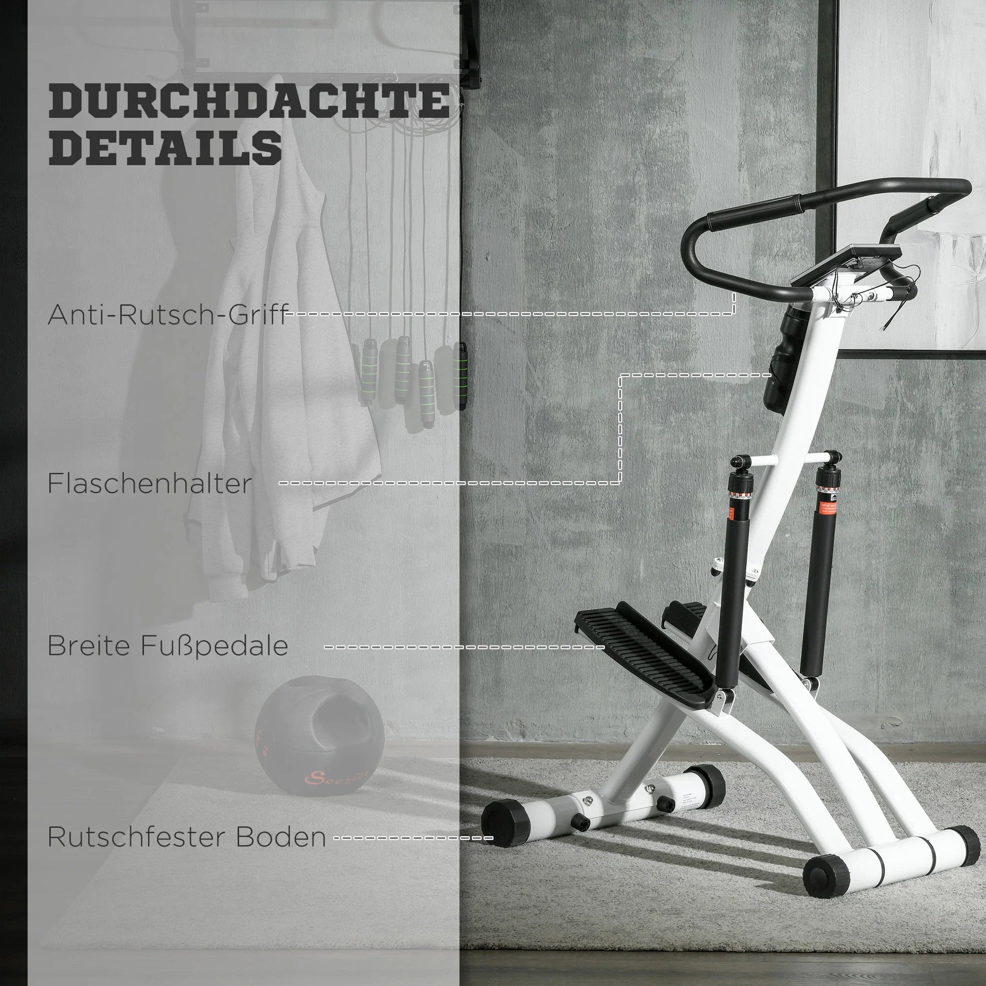 SPORTNOW Stepper mit Handgriff 12 Widerstandsstufen Monitor-Anzeige