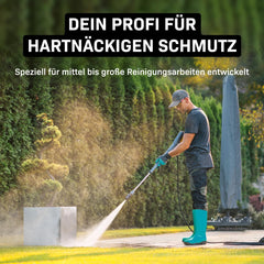 VONROC Profi Hochdruckreiniger 195bar - Fassadenreiniger für schwere Reinigungsarbeiten [2500W] - Hoher Durchfluss [468 l/h] Reinigungstank, Aluminium Pumpe - inkl. Terassenreiniger