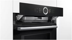 Bosch HMG7361B1, Serie 8 smarter Einbau-Backofen mit Mikrowellenfunktion, 60 x 60 cm, Made in Germany, Schwarz, Air Fry, Digitaler Bedienring, Touchdisplay, Automatikprogramme, Reinigungsunterstützung