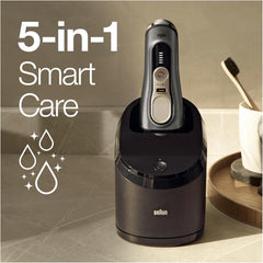 Braun Series 9 Pro Premium Rasierer Herren, Testsieger Stiftung Warentest, 4+1 Scherkopf, Elektrorasierer & Trimmer, Reinigungsstation, 60 Min Laufzeit, 9465cc, noble metal