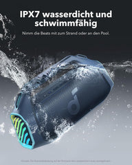 soundcore Boom 2 Plus Outdoor Lautsprecher, 140W, 2+2 Channel, BassUp 2.0, 20h, Schnellladung, IPX7 wasserdicht, RGB Lichter, USB-C, Power Bank, BT 5.3, tragbarer Bluetooth Lautsprecher, Camping