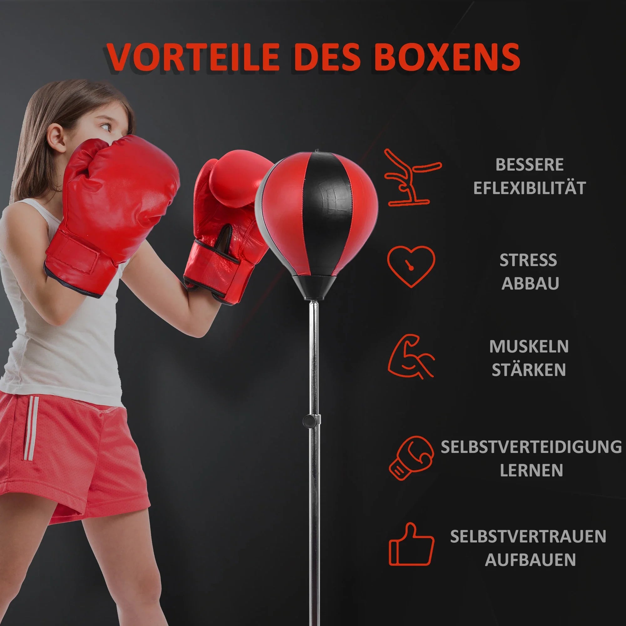 HOMCOM Punchingball Set höhenverstellbar inkl. Handschuhe Pumpe