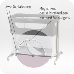 Momi SMART Bed 4-in-1 Kinderbeistellbetten bis 15 kg, Beistellbett für Babys mit Matratze, Höhenverstellbar