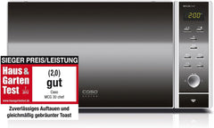 CASO MCG30 Ceramic chef Testsieger Haus & Garten Test, 3in1 Mikrowelle mit Grill + Heißluft 2100W 30L, Borosilikatglasboden, Backofen-Funktion bis 200°C