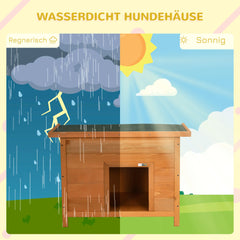 PawHut Hundehütte Blockhaus-Stil aufklappbares Dach Tannenholz