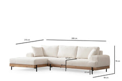 Eti Oak Left Ecksofa - Weiss
