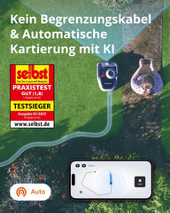Navimow i105E Mähroboter ohne Begrenzungskabel, Empf. 500 m², Max. 600 m², RTK+Vision Rasenmäher Roboter Testsieger, Igelschutz Rasenroboter, KI Auto Kartierung, Virtuelle Begrenzung, Mehrzonen