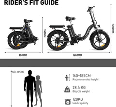 COLORWAY BK6S Klappbares E-Bike 350W 36V 15Ah 20x3.0 Reifen