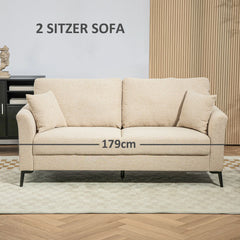 HOMCOM 2-Sitzer Sofa bequeme Polsterung abnehmbare Kissen Beige
