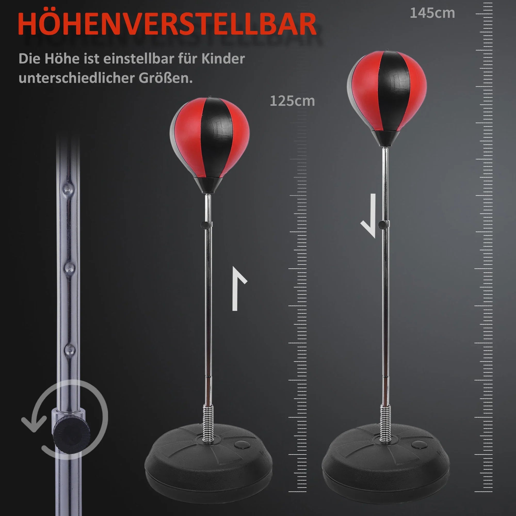 HOMCOM Punchingball Set höhenverstellbar inkl. Handschuhe Pumpe