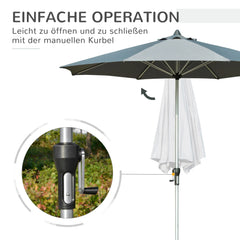 Outsunny Sonnenschirm 2,7 m Dunkelgrau mit Kurbel & UV-Schutz