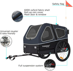 Doggyhut S-Line XL Hundeanhänger & Hundebuggy mit Federung 2 in 1 Hunde Fahrradanhänger Jogger gefedert bis 45 kg