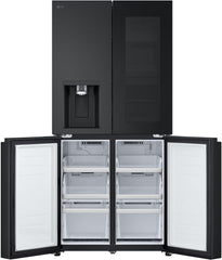 LG GMG861EPAE InstaView SLIM Multi-Door, Klasse E, 508 L, Kühlschrank mit Gefrierfach, Eis-, Crushed Ice- Wasserspender mit UVnano, Total NoFrost, Smart Inverter Kompressor, Wi-Fi, Farbe Matte Black