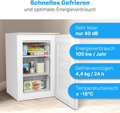 Bomann Gefrierschrank 87L | Gefrierschrank klein mit Temperaturbereich ≤ -18°C | 3 Schubladen | Tiefkühlschrank mit wechselbarem Türanschlag | Freezer Tiefkühlschrank klein GS 7253 weiß