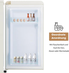 Merax Kühlschrank mit Gefrierfach, Kühl-Gefrierkombination, klein Kühlschrank mit 51L und Gefrierschrank 21L, Leise, LED, Glasablagen, Gemüsefach, Türablagen, für Küche, Wohnzimmer, Büro, Schwarz