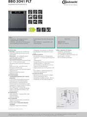 Bauknecht BUO 3O41 PLT X Unterbau-Geschirrspüler 60 cm /14 Maßgedecke /10 Standardprogramme und 1 Sensorprogramm/PowerClean/ActiveDry/Besteckschublade/Vollwasserschutz