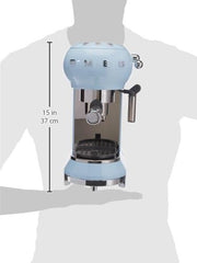 Smeg, ECF01WHEU Manual Espresso -Maschine, Cappuccino -System, Thermoblock, große Tassengehäuse und Doppelkaffeefunktion, 1 l Wassertank, kompakte Abmessungen, 1350W, Weiß