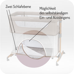 Momi SMART Bed 4-in-1 Kinderbeistellbetten bis 15 kg, Beistellbett für Babys mit Matratze, Höhenverstellbar